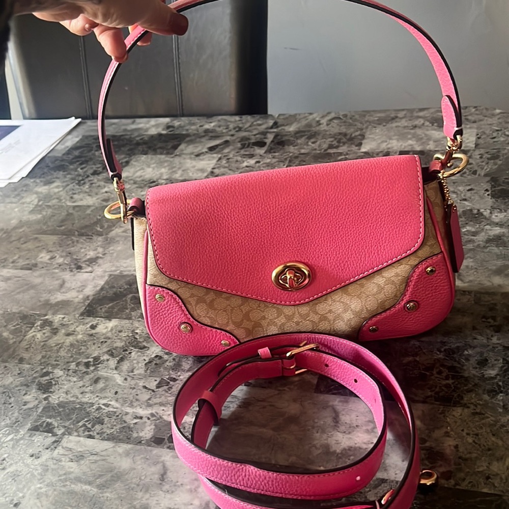 Authentic, Coach, pink and brown Crossbody